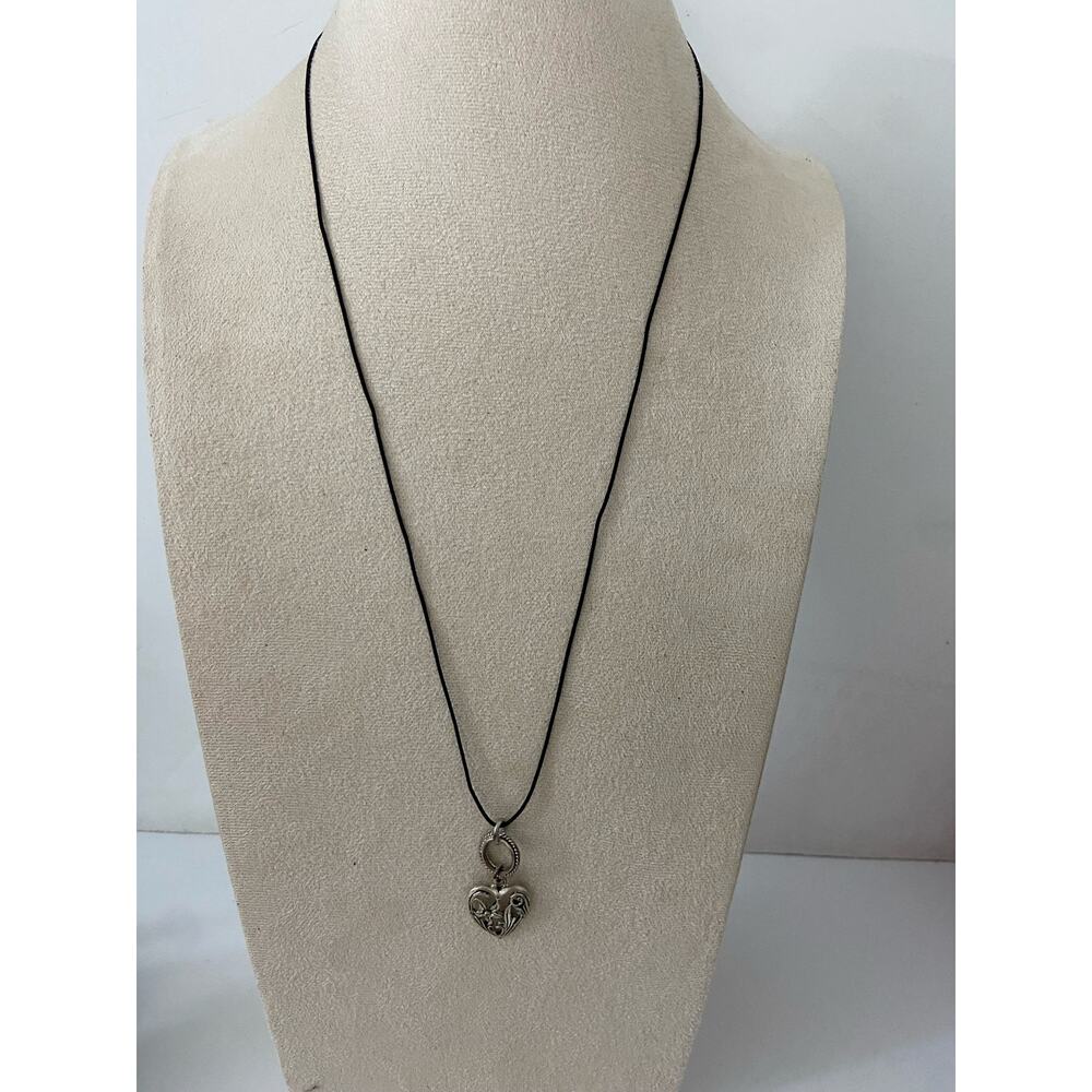 Floral heart, pendant, necklace, silver tone
